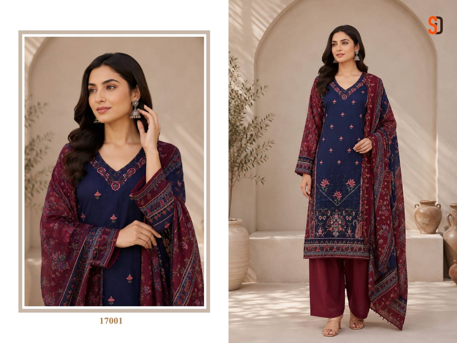 BIN SAEED VOL-17 By SHARDDHA DESIGNER 17001 To 17006 Series Premium Pure Cotton dresses at Wholesale Price